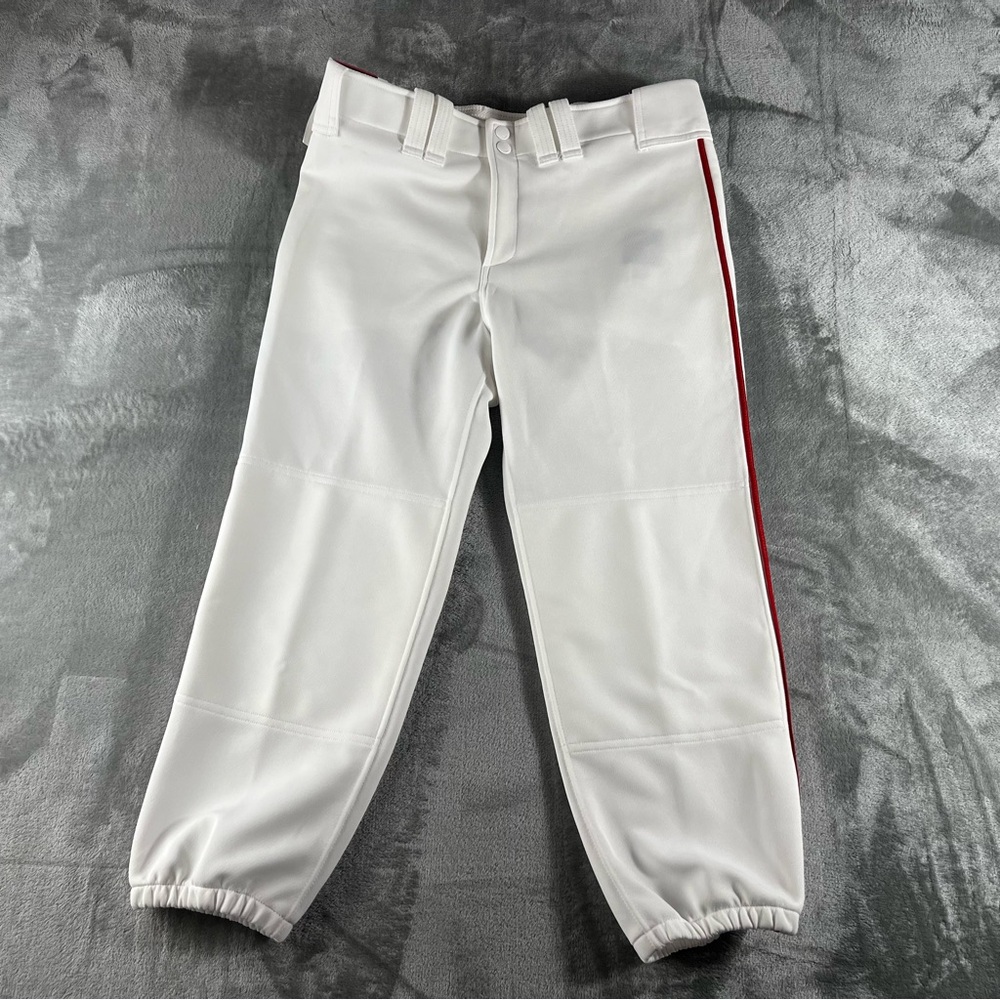 NWT Mizuno Women's Sz M PERFORMANCE Softball Pants White Red Double Knee